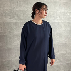 上品パールが華やか♪大人の高見えすっきりワンピース 【L】フォーマル 卒業式 入学式 KMC-510 172483 8枚目の画像