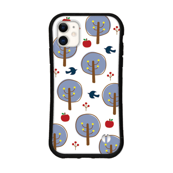 北欧 名入れ スマホケース iPhone16 15 14 13 pro SE 送料無料 iface型 カバー りんご 木 6枚目の画像