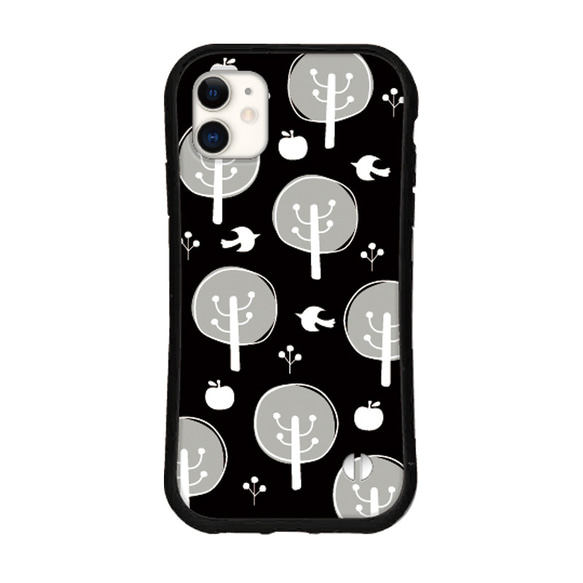 北欧 名入れ スマホケース iPhone16 15 14 13 pro SE 送料無料 iface型 カバー りんご 木 11枚目の画像