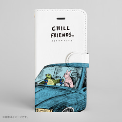 「CHILL FRIENDS_ウサギとカメ」Original手帳型iPhoneケース 1枚目の画像