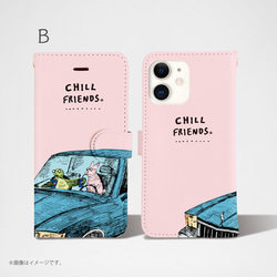 「CHILL FRIENDS_ウサギとカメ」Original手帳型iPhoneケース 3枚目の画像