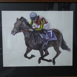 水彩画　古物　競走馬　戦前の作品　作者不明 水彩画 古物 競走馬 戦前の作品 作者不明 水彩画 古物 競走馬