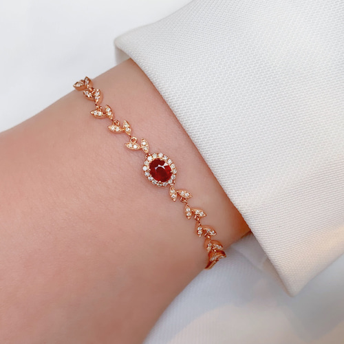 天然ダイヤモンド付きルビーブレスレットk18 ブレスレット パール