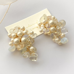 [天然寶石與珍珠的混合花束/耳環] 蛋白石 第6張的照片
