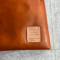 【受注制作品】お財布機能付きポシェット　オレンジキャメル本革　ミニショルダーバッグ　ポケット充実仕様です　 4枚目の画像