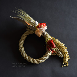 New year Wreath. DRY_sml,RP_2122　- つまみ細工のしめ縄飾り 4枚目の画像