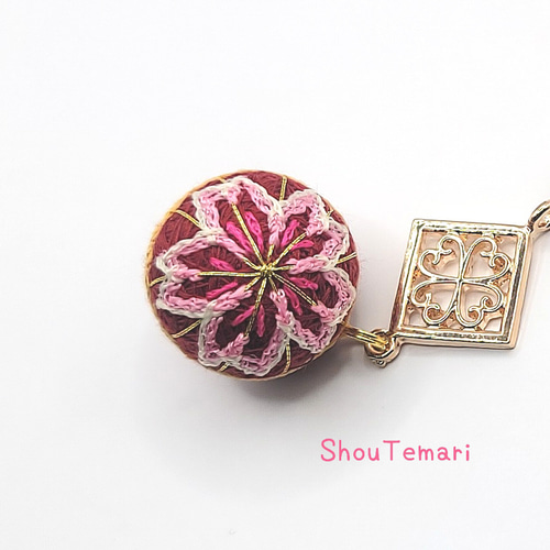 ShouTemari~手毬~天然石~ No.300…手毬~柳川まり~［桜］∼二つ花∼縁起物 - ShouTemari