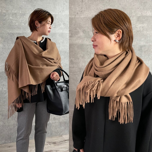 極上な肌触り カシミヤウールロング大判ストール 全長200cm 極上な肌触り カシミヤウールロング大判ストール 全長200cm