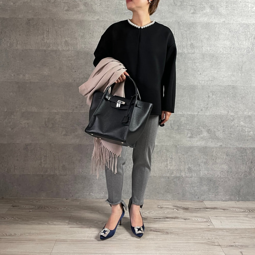 超希少4L/美品◎カシミヤ100%「極上とろとろ」肌触り 圧巻のロング丈 黒 el alto】超極上カシミヤ100％ ふんわりクルーネックニット（FJ18