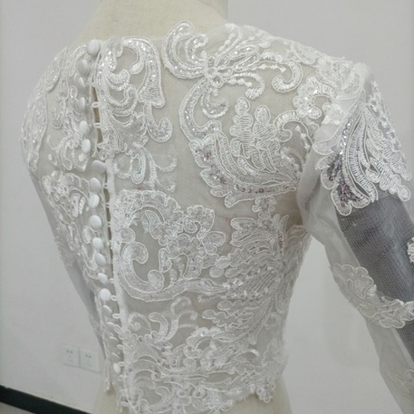 美品！ ウエディングドレス ボレロ トップス　繊細レース 花嫁/ブライズメイド/結婚式/披露宴/ 6枚目の画像