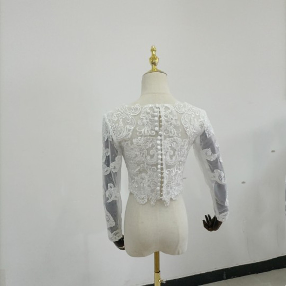 美品！ ウエディングドレス ボレロ トップス　繊細レース 花嫁/ブライズメイド/結婚式/披露宴/ 4枚目の画像