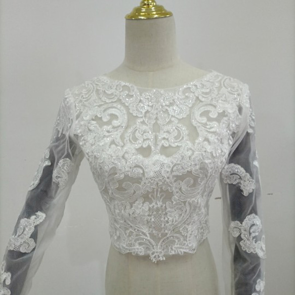 美品！ ウエディングドレス ボレロ トップス　繊細レース 花嫁/ブライズメイド/結婚式/披露宴/ 2枚目の画像