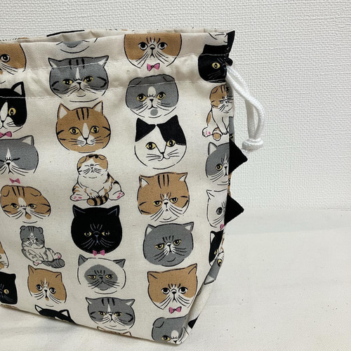 ハンドメイド オーダー 移動ポケット 保冷バッグ 巾着 ピンク