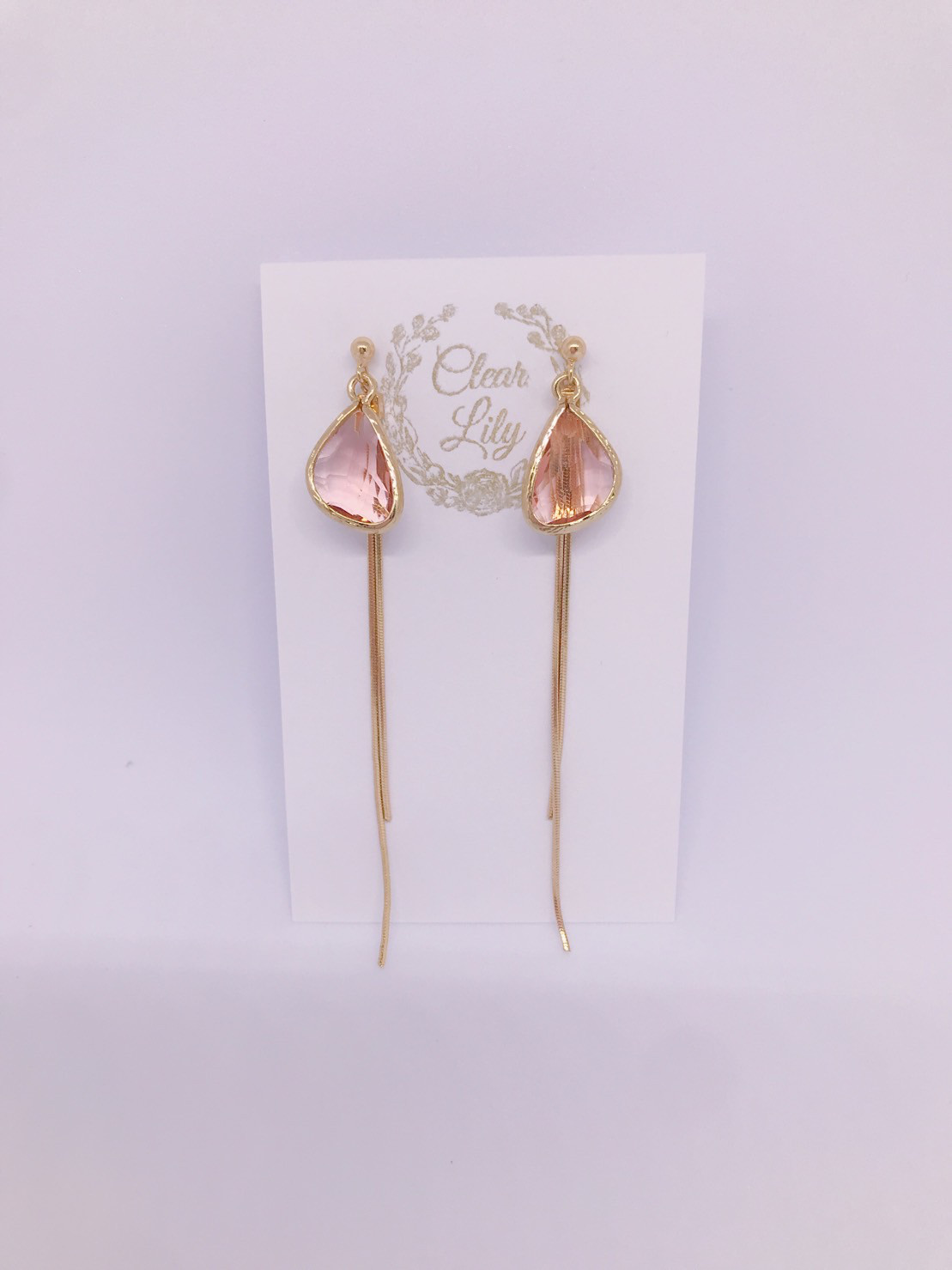 drop pierced earrings♡shellpink