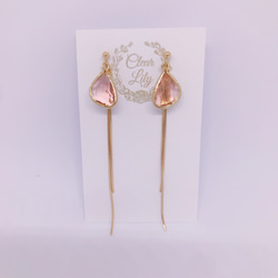 drop pierced earrings♡shellpink 1枚目の画像