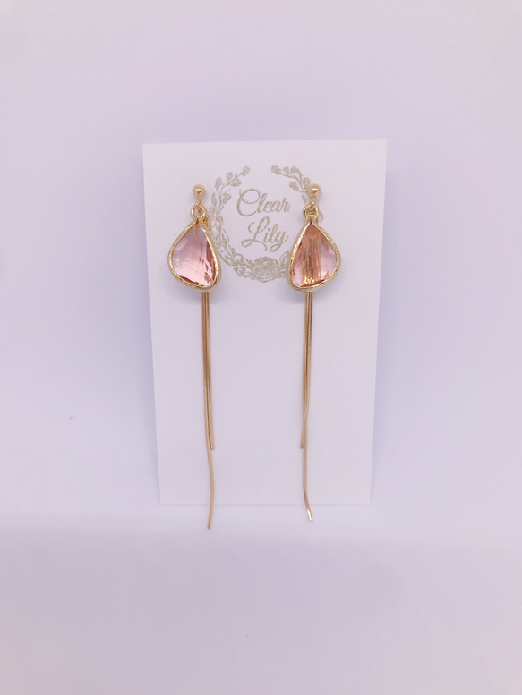 drop pierced earrings♡shellpink 1枚目の画像