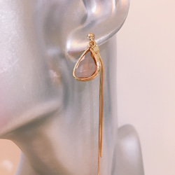drop pierced earrings♡shellpink 2枚目の画像