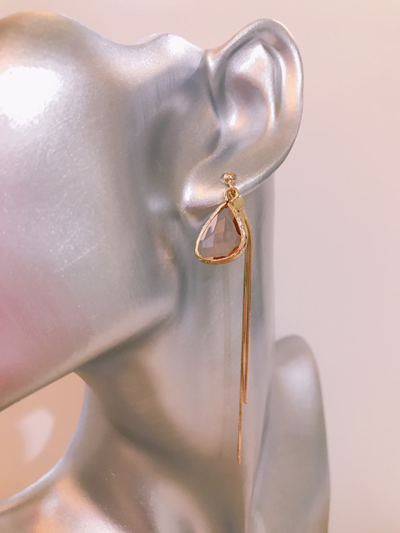 drop pierced earrings♡shellpink 3枚目の画像