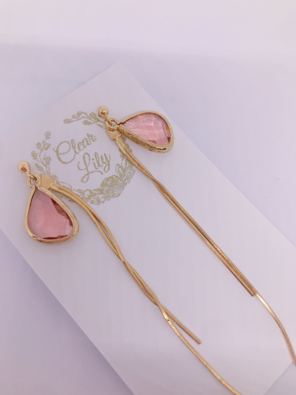 drop pierced earrings♡shellpink 7枚目の画像