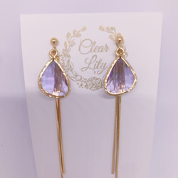 drop pierced earrings♡lightpurple 6枚目の画像