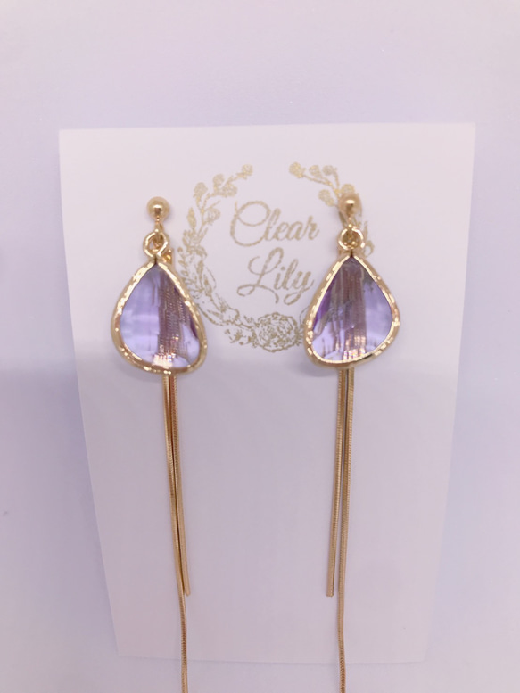 drop pierced earrings♡lightpurple 6枚目の画像