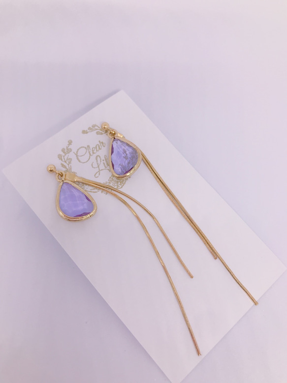 drop pierced earrings♡lightpurple 3枚目の画像