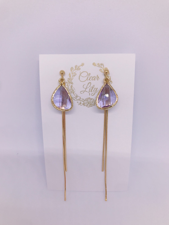 drop pierced earrings♡lightpurple 2枚目の画像