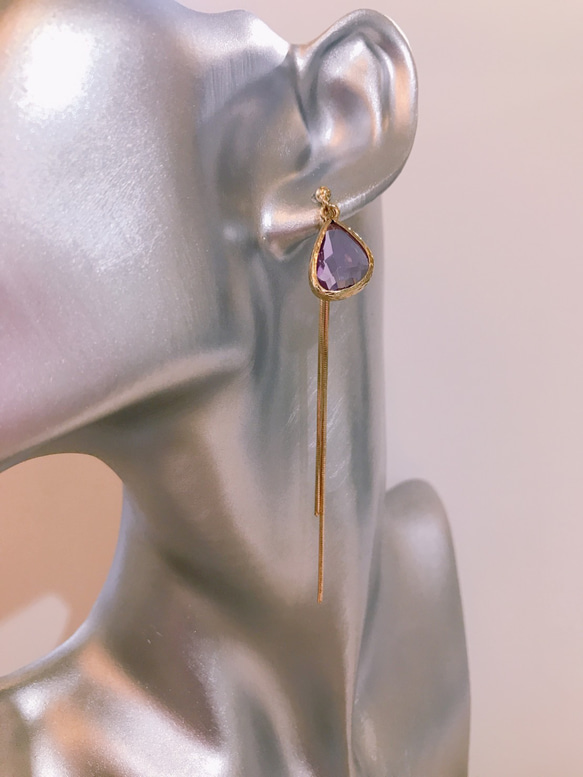 drop pierced earrings♡lightpurple 5枚目の画像