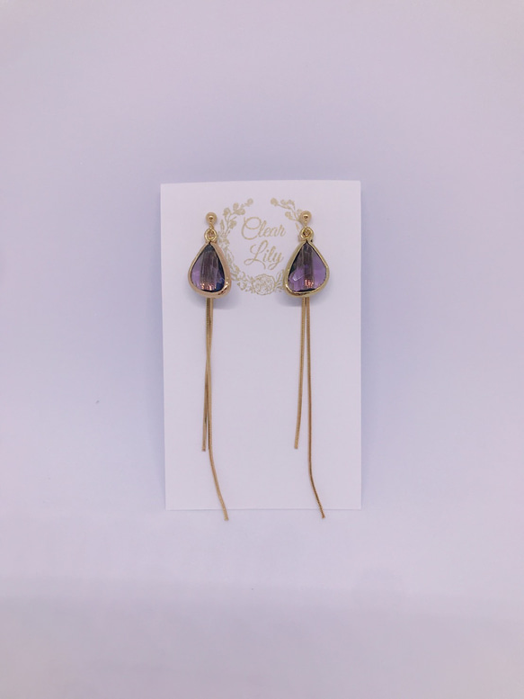 drop pierced earrings♡darkpurple 1枚目の画像