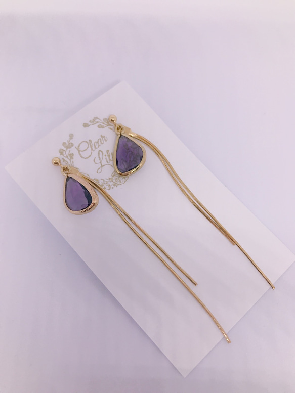 drop pierced earrings♡darkpurple 3枚目の画像