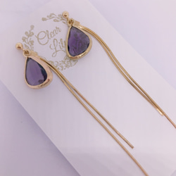 drop pierced earrings♡darkpurple 8枚目の画像