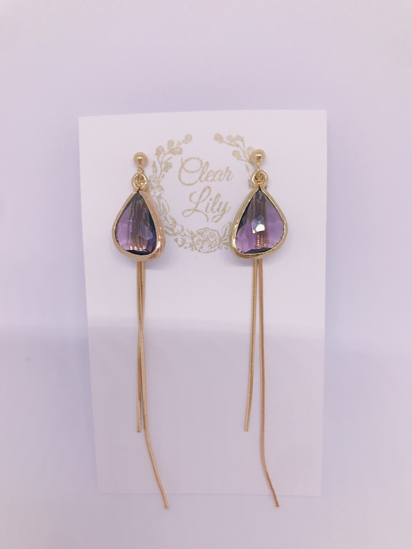 drop pierced earrings♡darkpurple 9枚目の画像