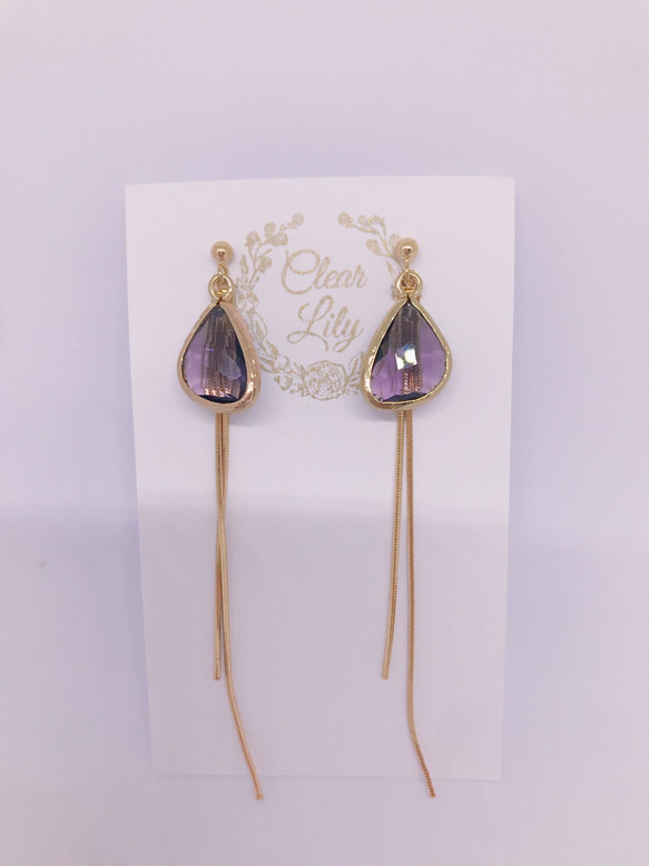 drop pierced earrings♡darkpurple 4枚目の画像