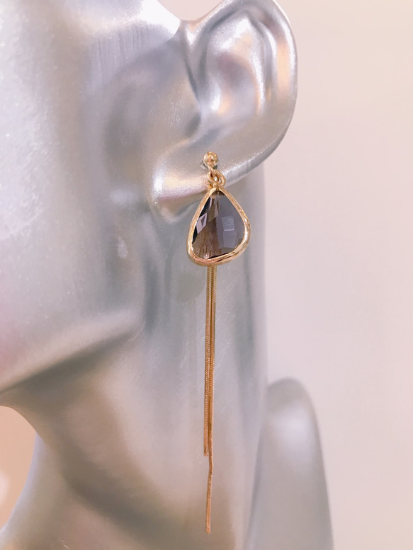 drop pierced earrings♡darkpurple 2枚目の画像