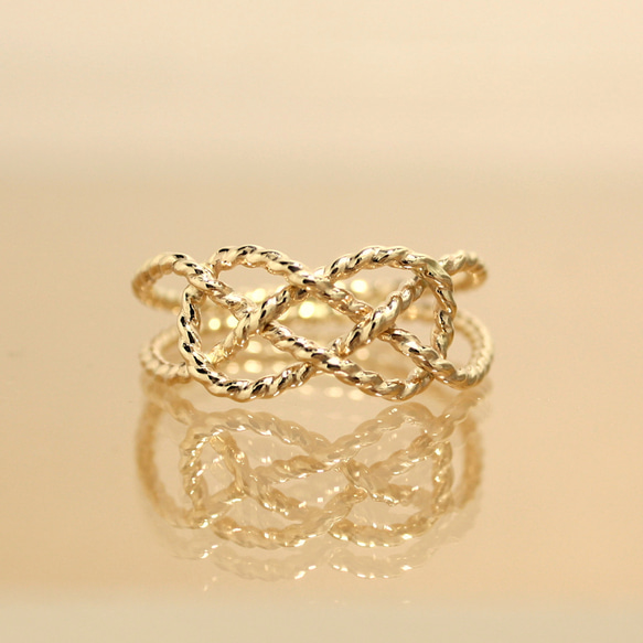 14kgf＊あわじ結び＊リング＊極【金】Awaji knot gold ring 1枚目の画像