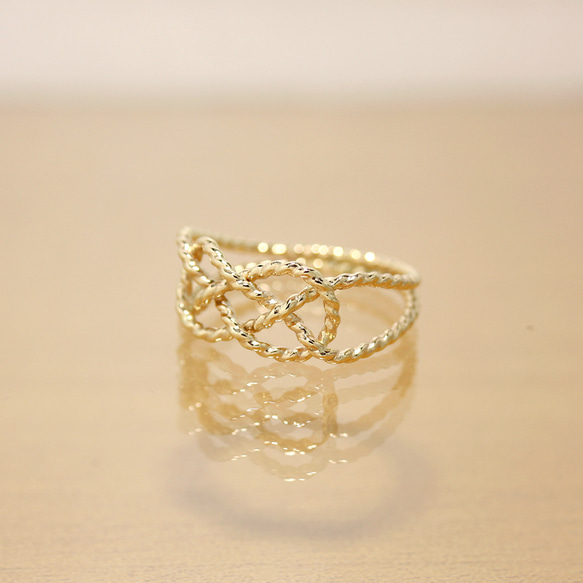 14kgf＊あわじ結び＊リング＊極【金】Awaji knot gold ring 2枚目の画像