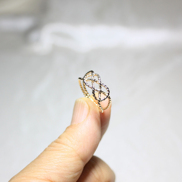 14kgf＊あわじ結び＊リング＊極【金】Awaji knot gold ring 3枚目の画像