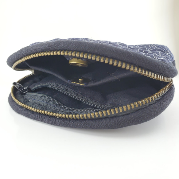 [槑的手作包] 藏青色星芒手縫壓線~ 手拿包.手縫包.零錢包 第3張的照片