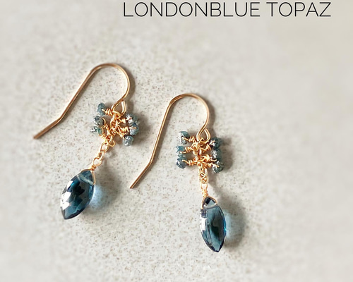 天然石＊ロンドンブルートパーズとブルーダイヤモンドのピアス