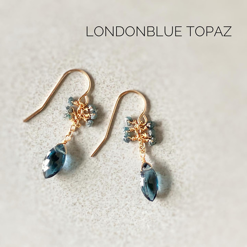 天然石＊ロンドンブルートパーズとブルーダイヤモンドのピアス