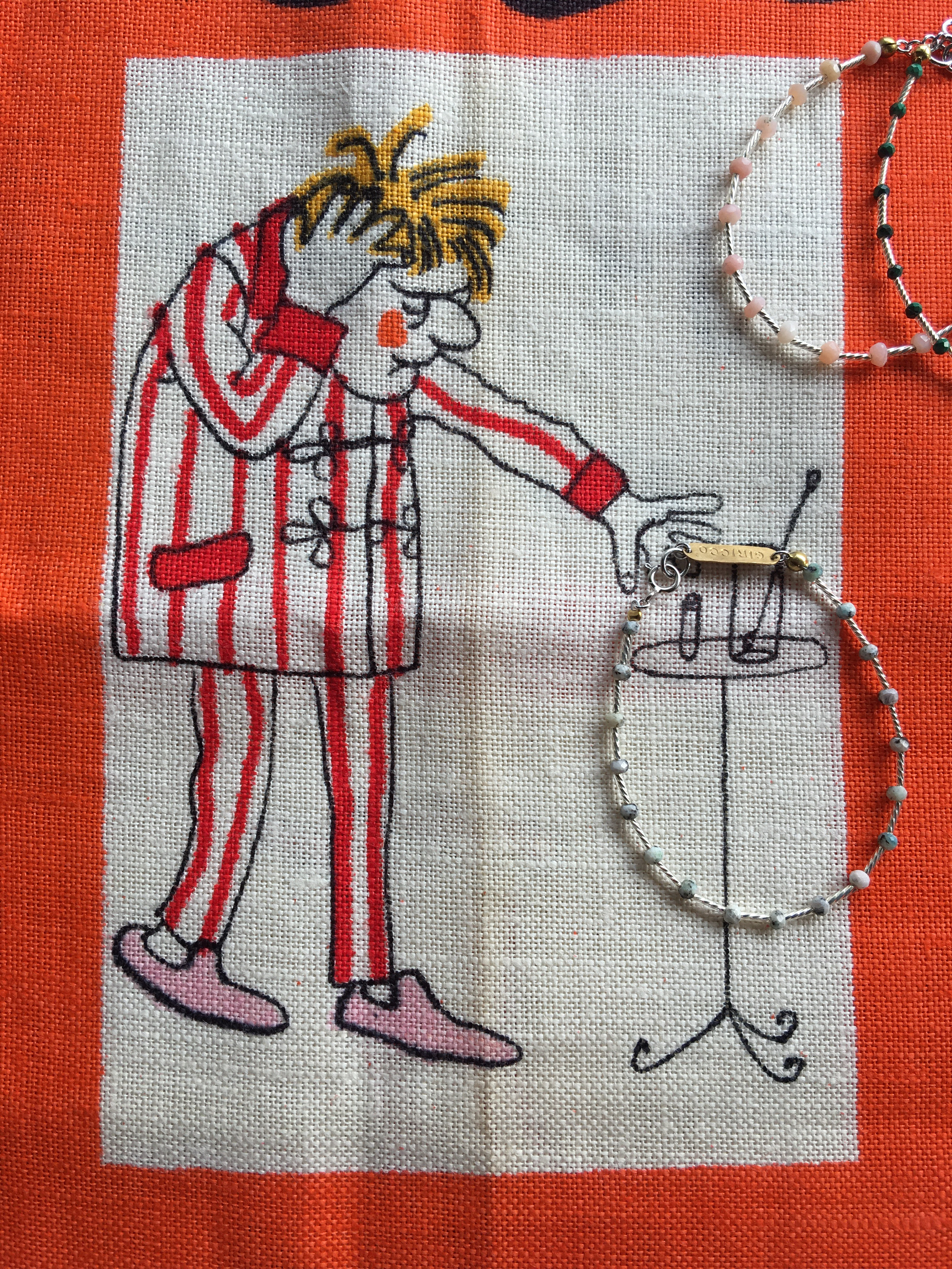 フランスヴィンテージsouffléガラスビーズとアジュライトのブレスレット（TJ11020）