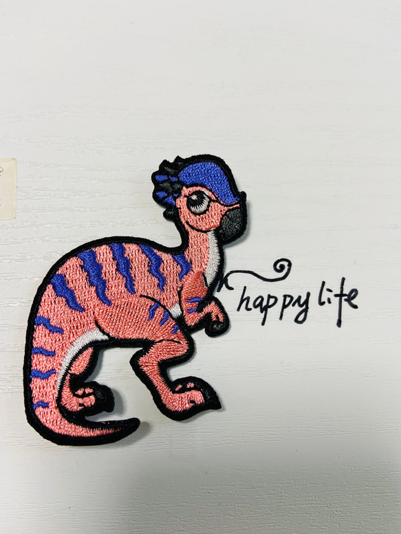 恐竜刺繍アイロンワッペン 1枚目の画像