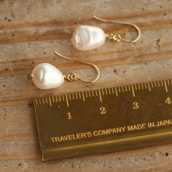 六月生日石，大號天然珍珠 [10mm] 耳環（K14GF）✨ 非常適合畢業典禮、入學典禮等。✨ 第4張的照片