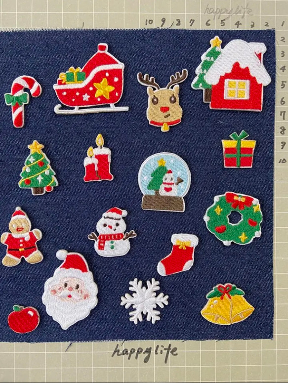 サンダ　クリスマス刺繍アイロンワッペンシール両用タイプ 1枚目の画像