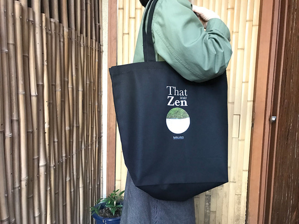 『That Was Zen』デザイントートバッグ（Lサイズ、ブラック） 3枚目の画像