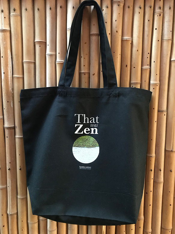 『That Was Zen』デザイントートバッグ（Lサイズ、ブラック） 1枚目の画像