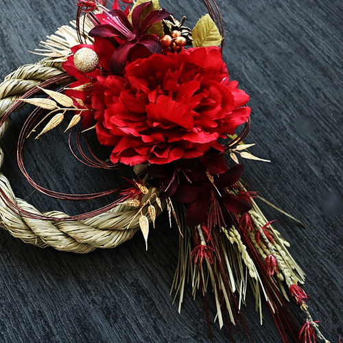 新作しめ縄 紅芍薬 しめ縄・しめ飾り K-FLEUR 通販 15061819｜Creema