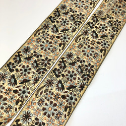 【50cm単位】ベージュグレー小花  インド刺繍リボンハンドメイド材料　りぼん素材 1枚目の画像