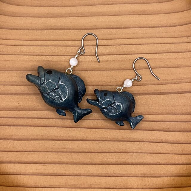 藍染めアクセサリー　クエ④　ピアス