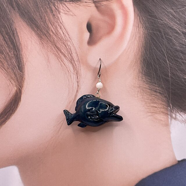 藍染めアクセサリー　クエ④　ピアス